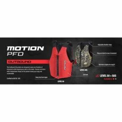 Motion Outbound Adult PFD 50 Red -Marine Electronics shop BCF 631101 03 red hi res