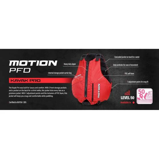 Motion Kayak Pro Adult Red PFD 50 4 Motion Kayak Pro Adult Red PFD 50 - Image 4